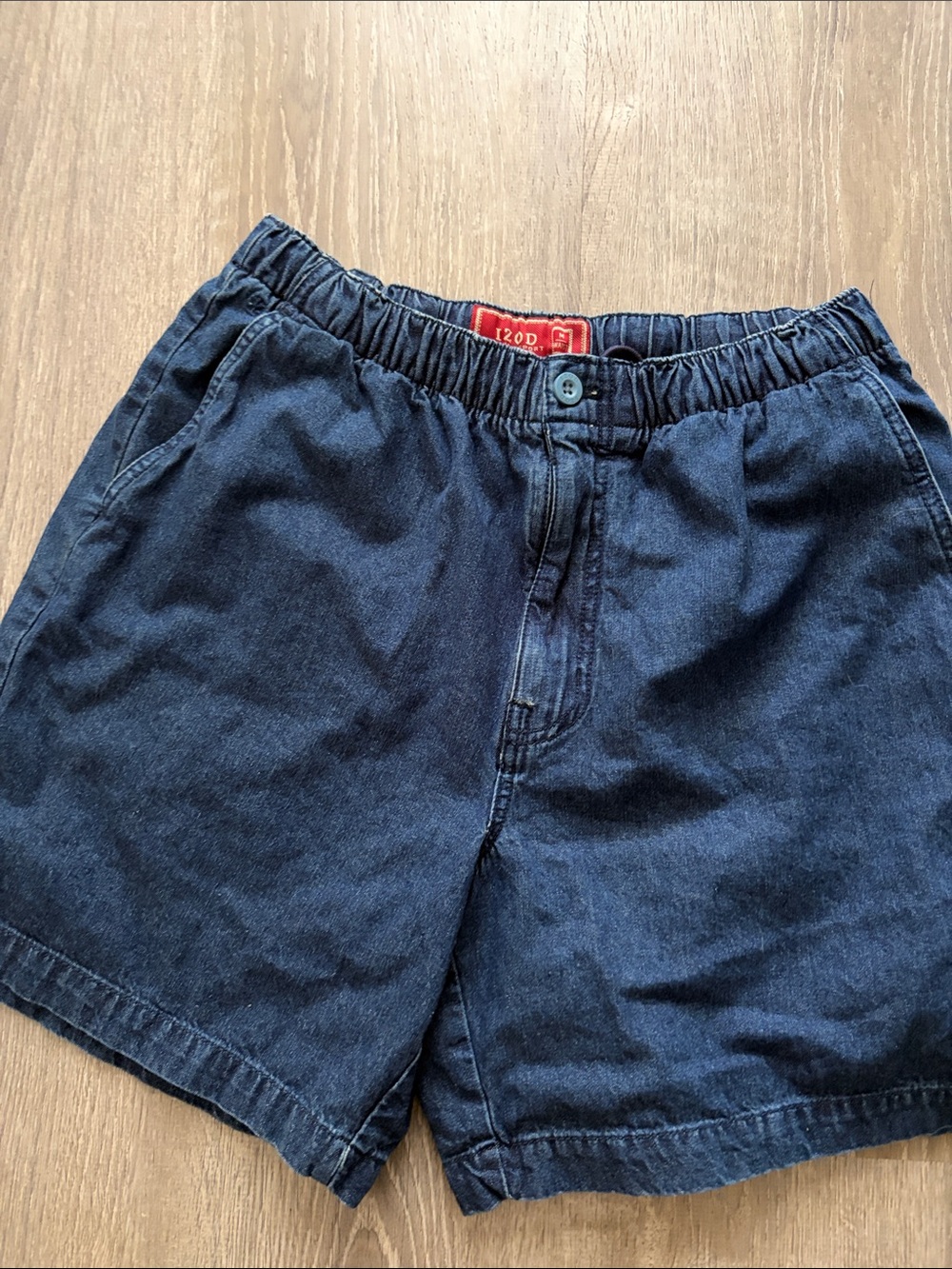Vintage Dark Denim Elastic-Waist Casual Dad Shorts